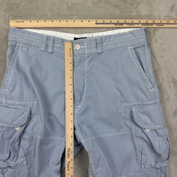 Polo Ralph Lauren Cargo Shorts Mens 38 Blue Seersucker Stripe Classic Chino - Picture 6 of 13